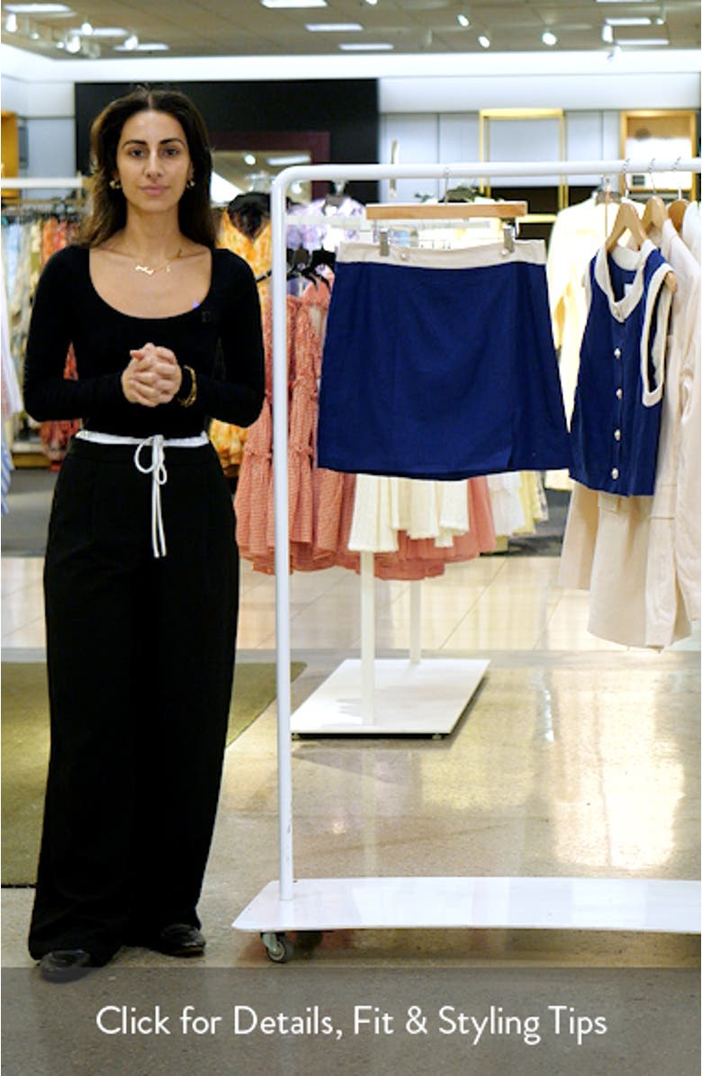 Colorblock Linen Blend Miniskirt, sales video thumbnail