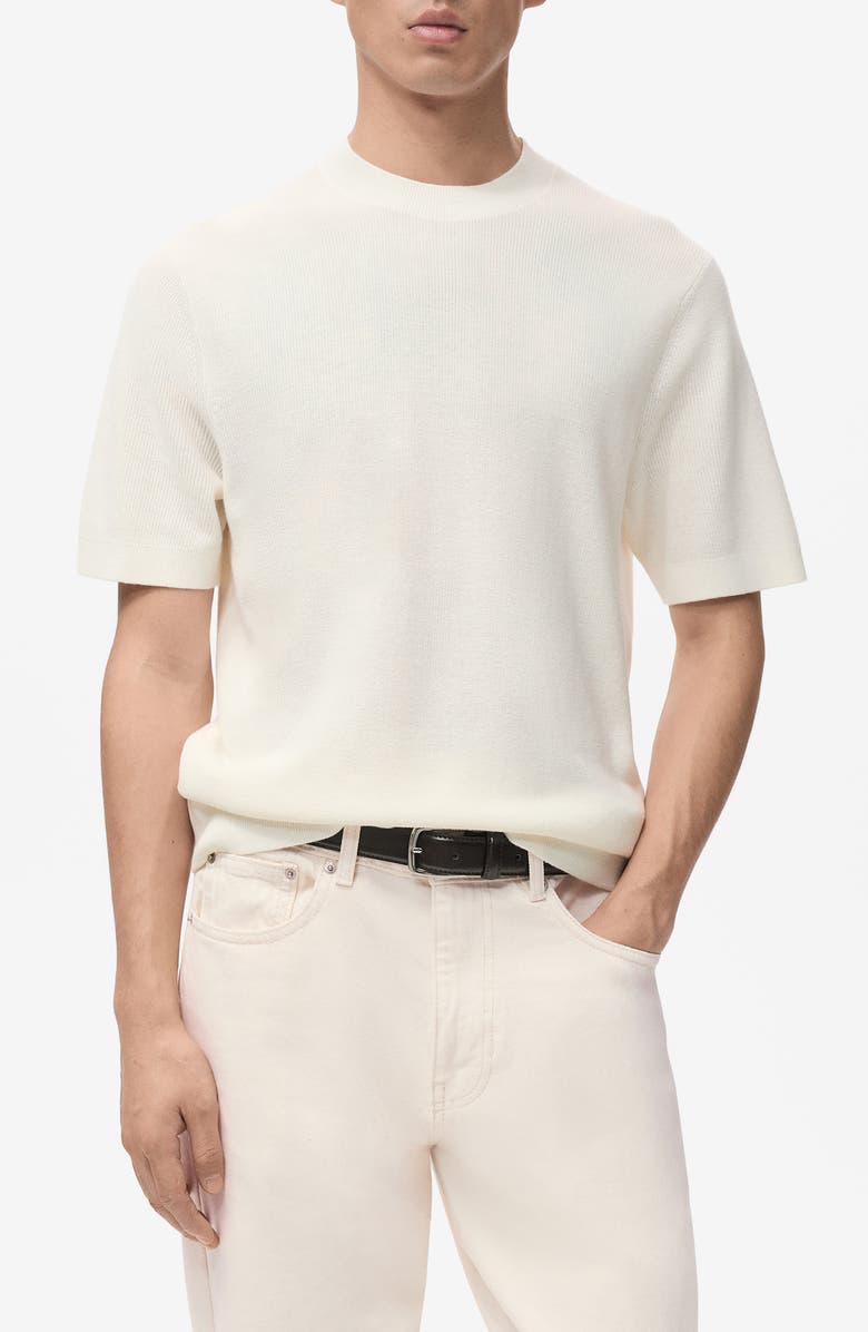 MANGO Knit T-Shirt, Main, color, Off White