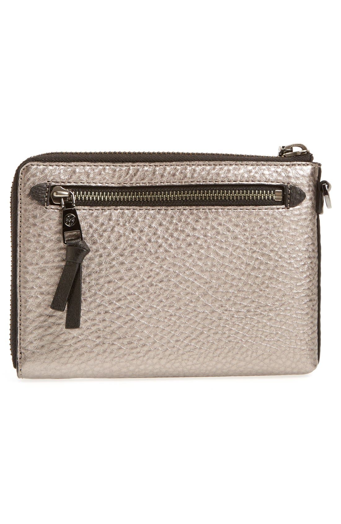 'Robinson' Pebbled Leather Wristlet, Alternate, color, GUNMETAL/ BLACK