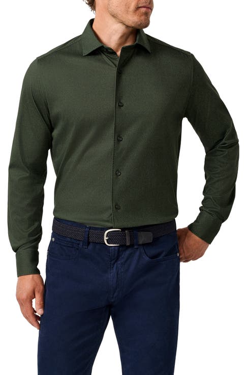 Solid Texture Knit Sport Shirt