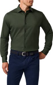 David Donahue Solid Texture Knit Sport Shirt