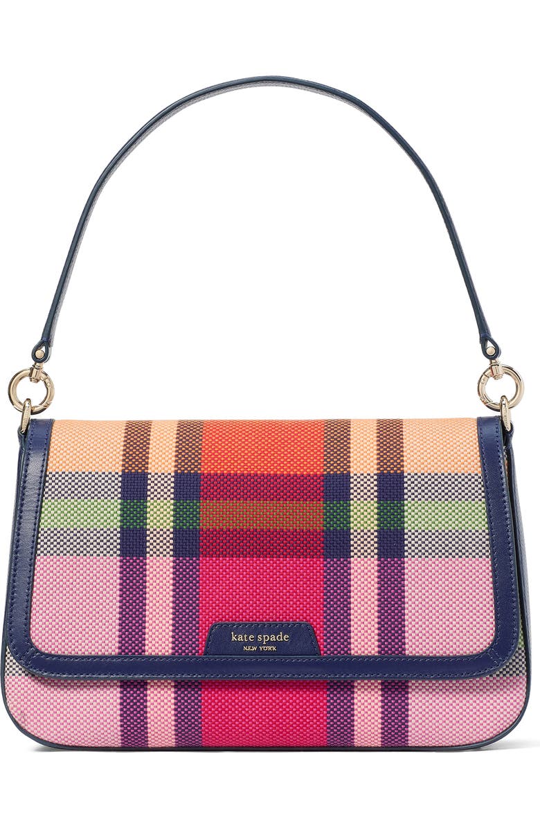 Kate Spade New York hudson grand plaid flap shoulder bag, Main, color,
