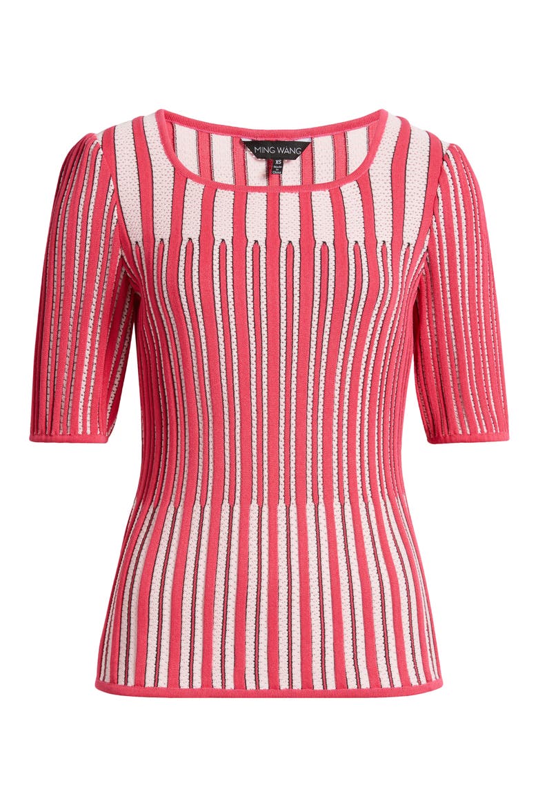 Pointelle Stitch Sweater, Alternate, color, VIBRANT FUCHSIA/ MULTI