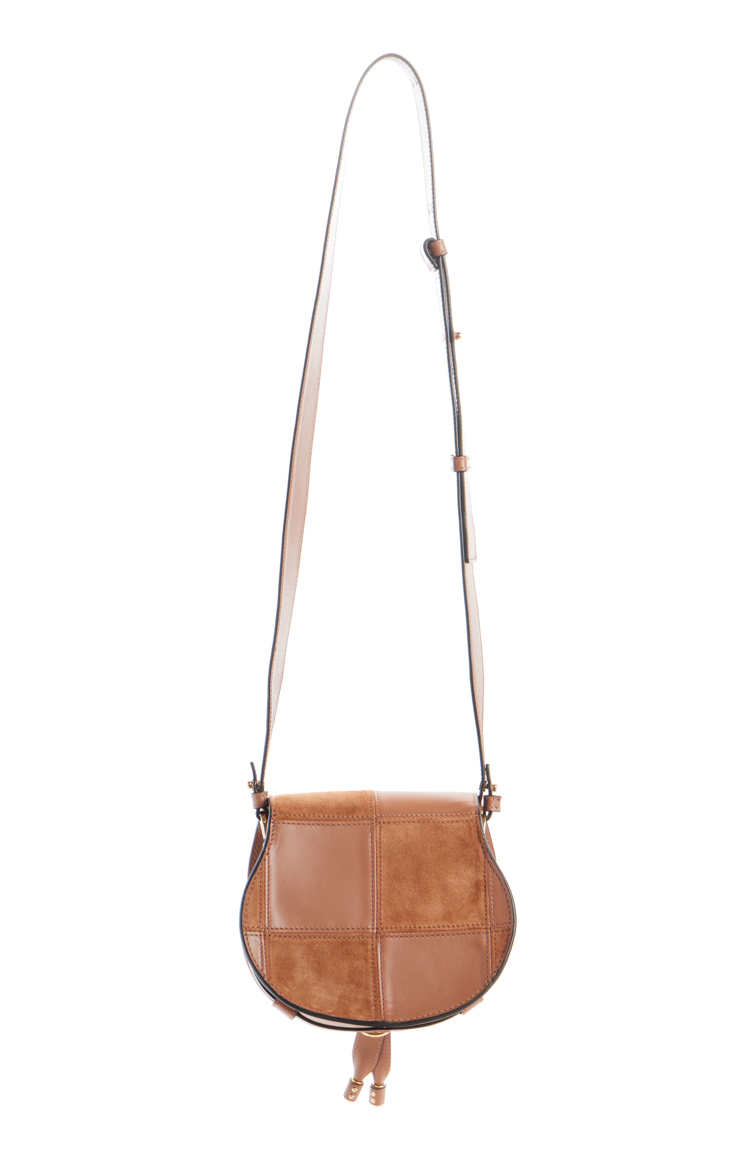 Chloé Marcie Leather & Suede Patchwork Crossbody Bag, Alternate, color, Dusty Tan