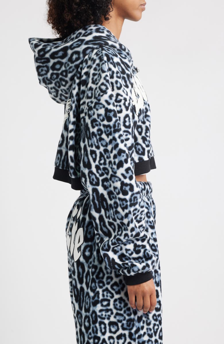 BOYS LIE Once a Cheetah Crop Zip Fleece Hoodie, Alternate, color, Blur Multi