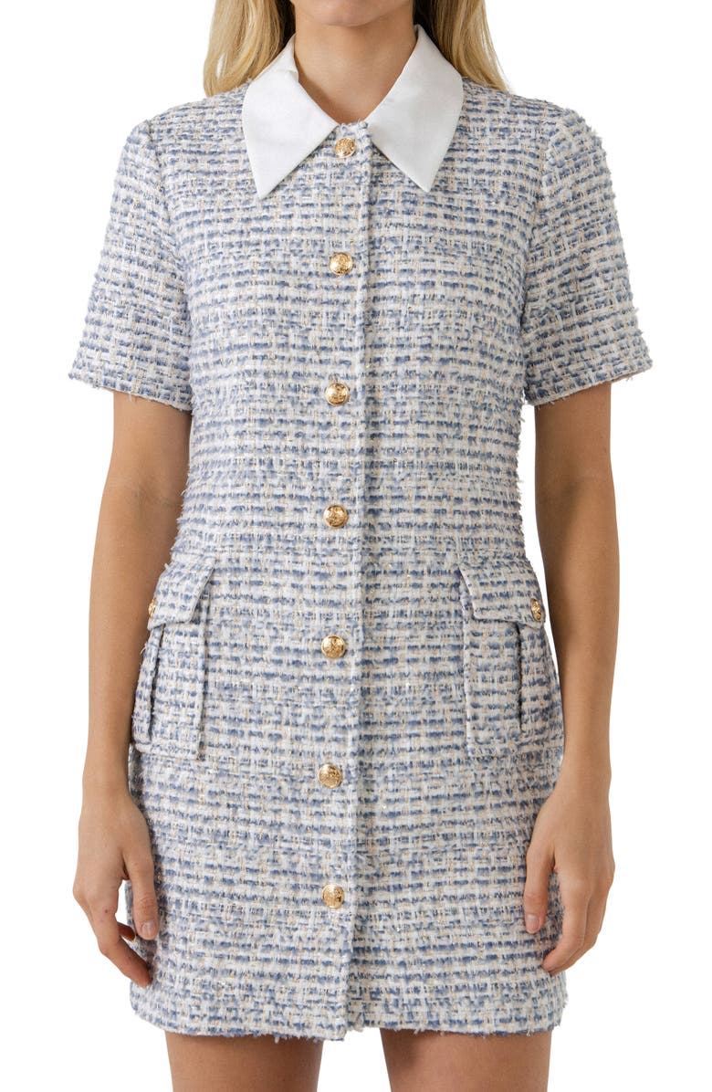Endless Rose Short Sleeve Tweed Dress, Alternate, color, 