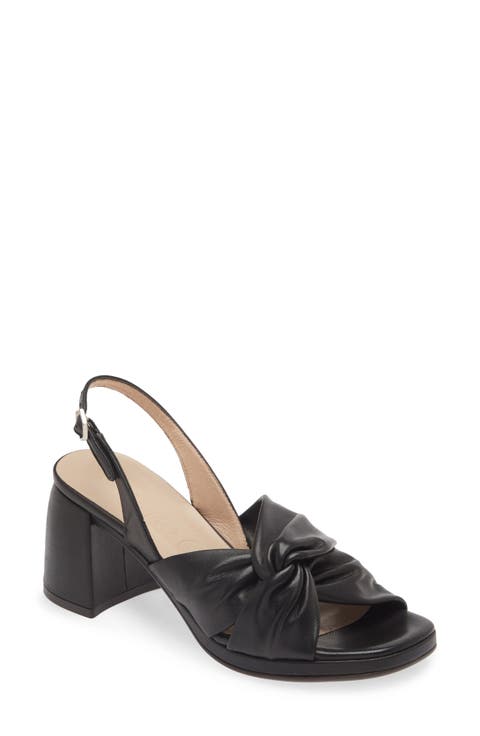 Knot Detail Block Heel Sandal (Women)