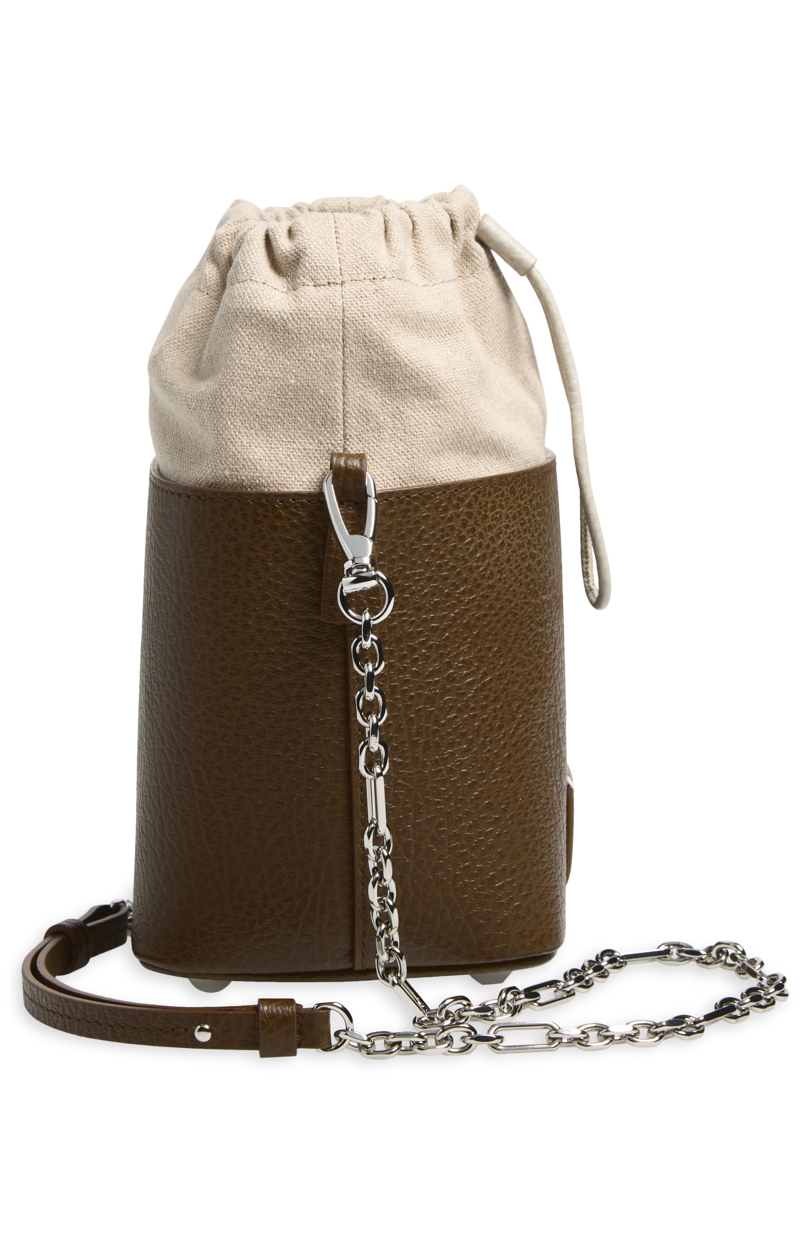 Maison Margiela Small 5AC Leather Bucket Bag, Alternate, color, Field/ Stone