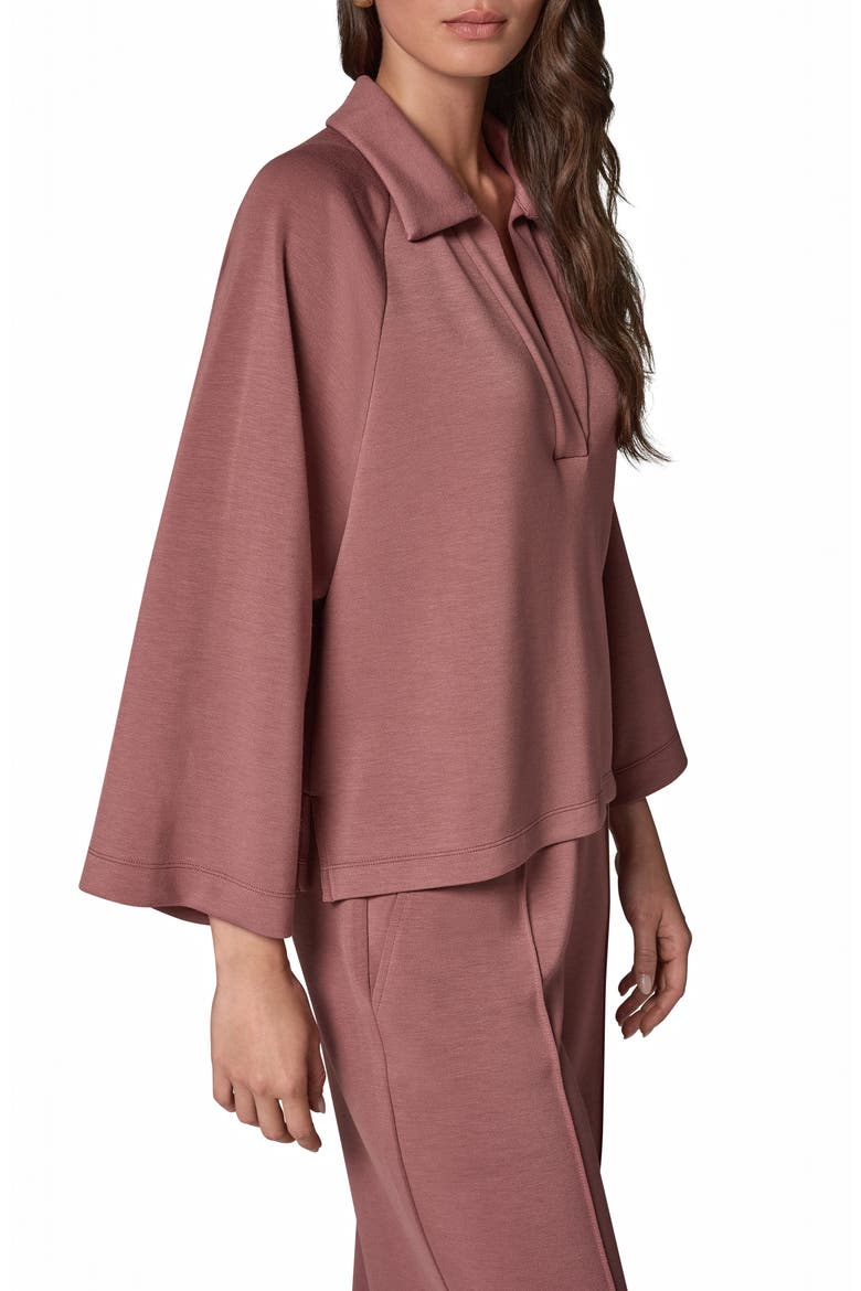 Jet Setter Collared V-Neck Pullover Top, Alternate, color, ROSE TAUPE
