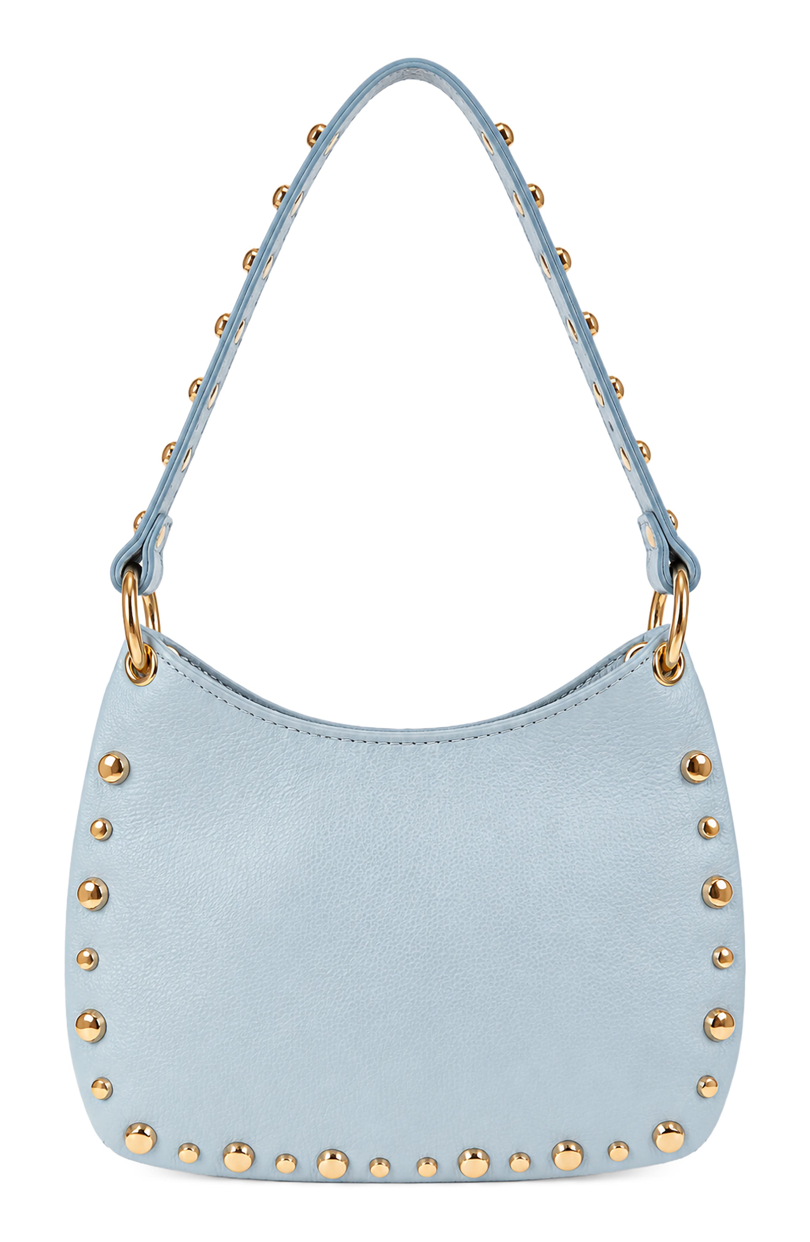 Matilda Studded Leather Shoulder Bag, Main, color, PALE BLUE