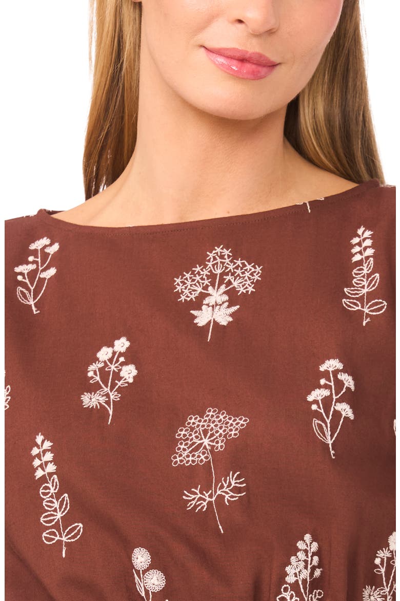 Finley Embroidered Flared Minidress, Alternate, color, BITTER CHOCOLATE
