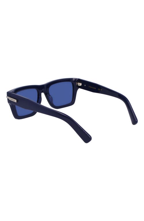 Ferragamo Prisma 53mm Modified Rectangular Sunglasses In Blue