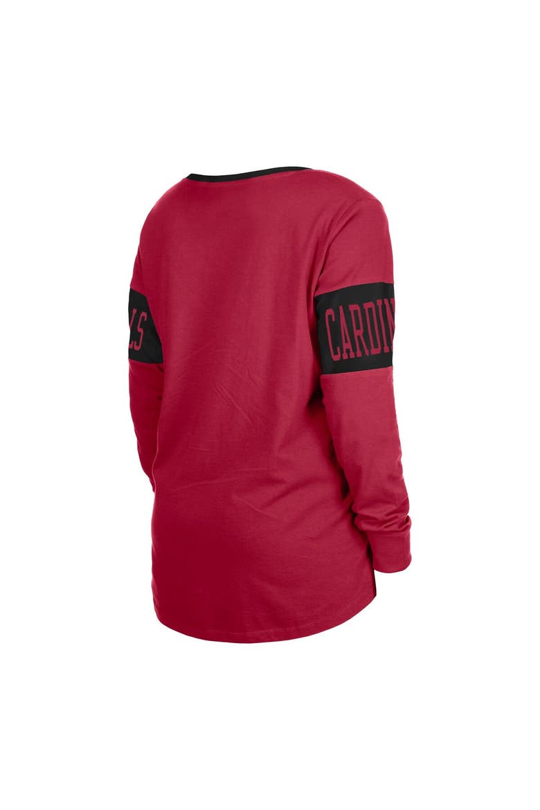 Women's New Era Cardinal Arizona Cardinals Lace-Up Notch Neck Long Sleeve T-Shirt, Alternate, color, Cardinal