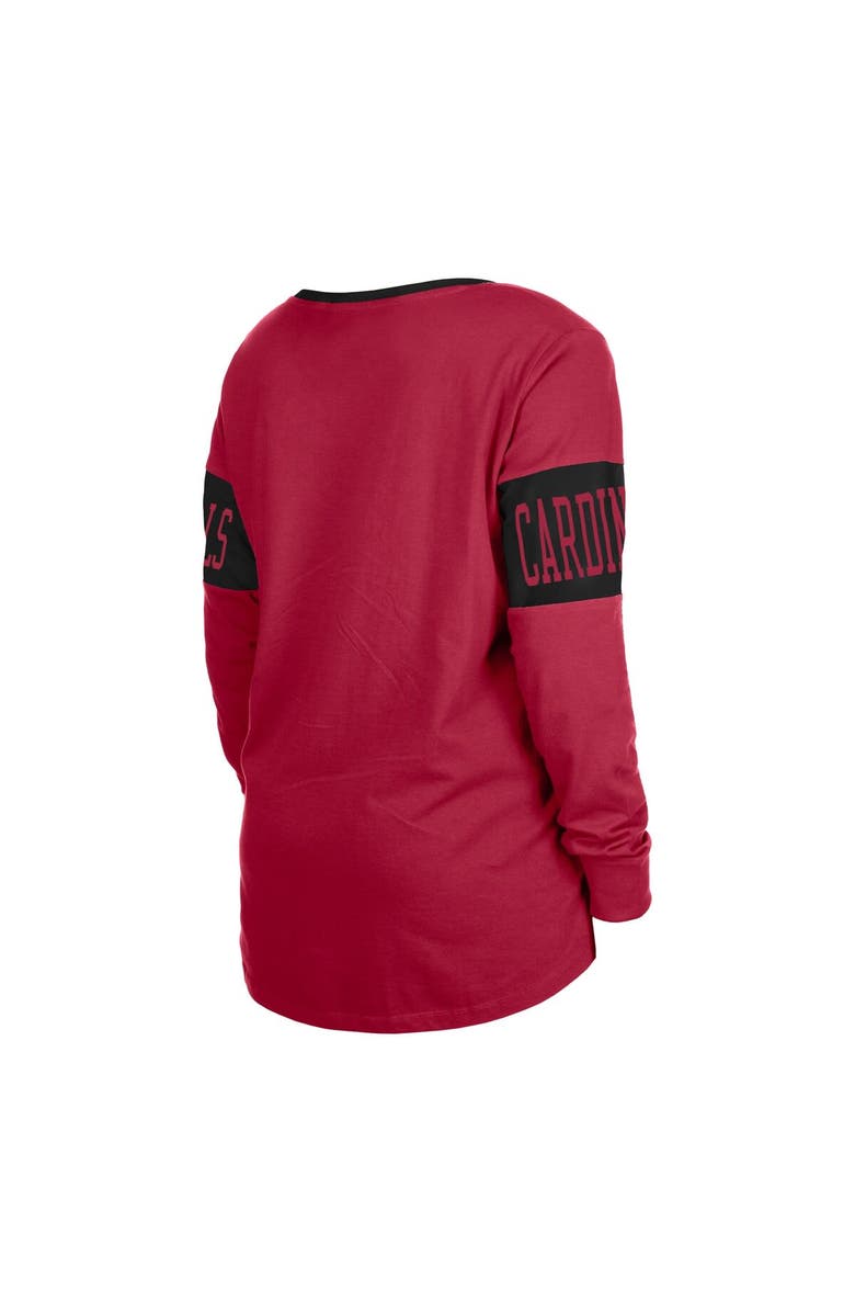 New Era Women's New Era Cardinal Arizona Cardinals Lace-Up Notch Neck Long Sleeve T-Shirt, Alternate, color, Cardinal