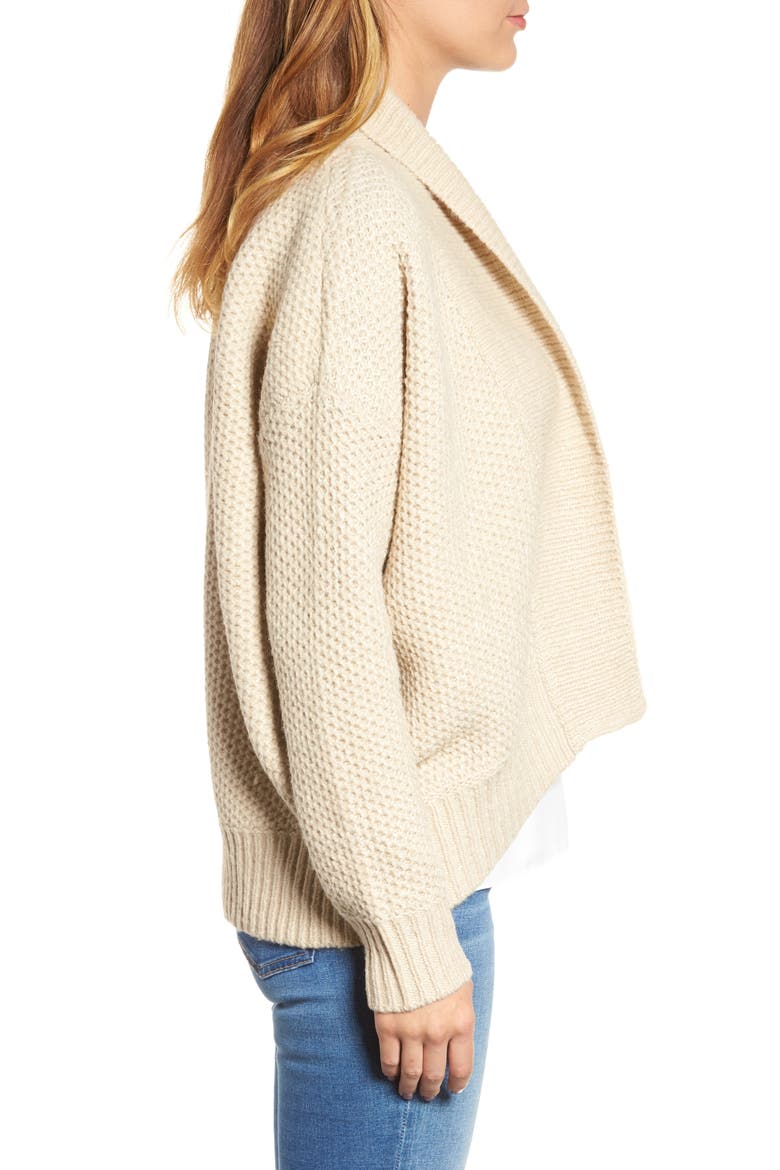Drape Front Knit Cardigan, Alternate, color, HUSKED TAN MIX