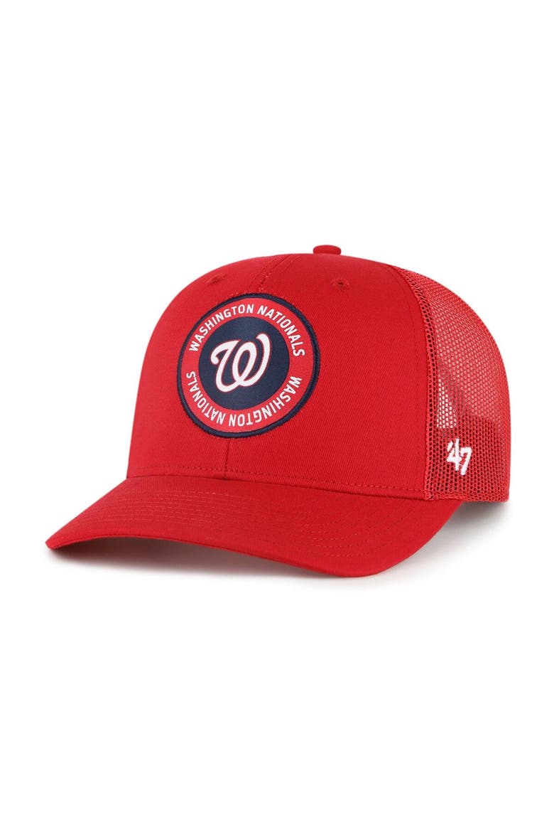 Men's '47 Red Washington Nationals Unveil Trucker Adjustable Hat, Main, color, Red