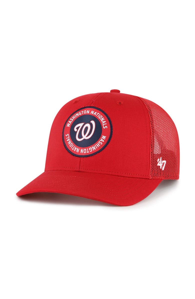 '47 Men's '47 Red Washington Nationals Unveil Trucker Adjustable Hat, Main, color, Red