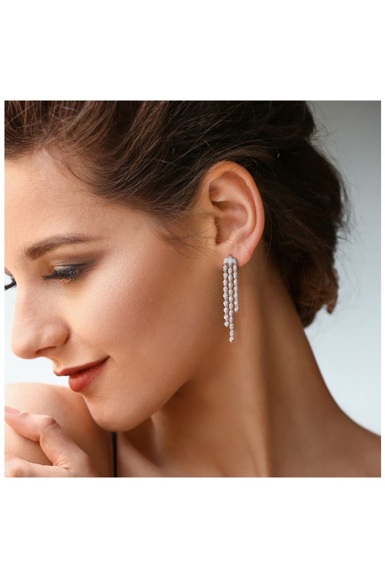 Sterling Silver Created White Sapphire Chandelier Earrings, Alternate, color, SILVER