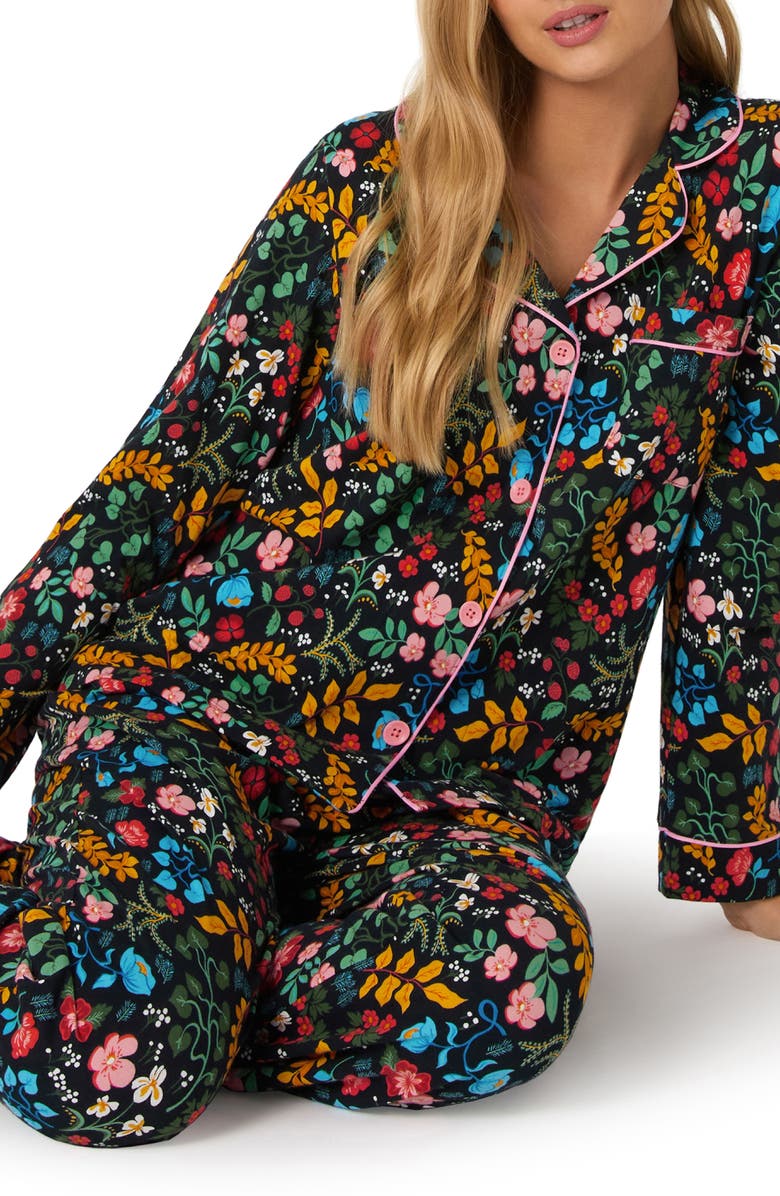 BedHead Pajamas Print Stretch Organic Cotton Pajamas, Alternate, color, Winter Blooms