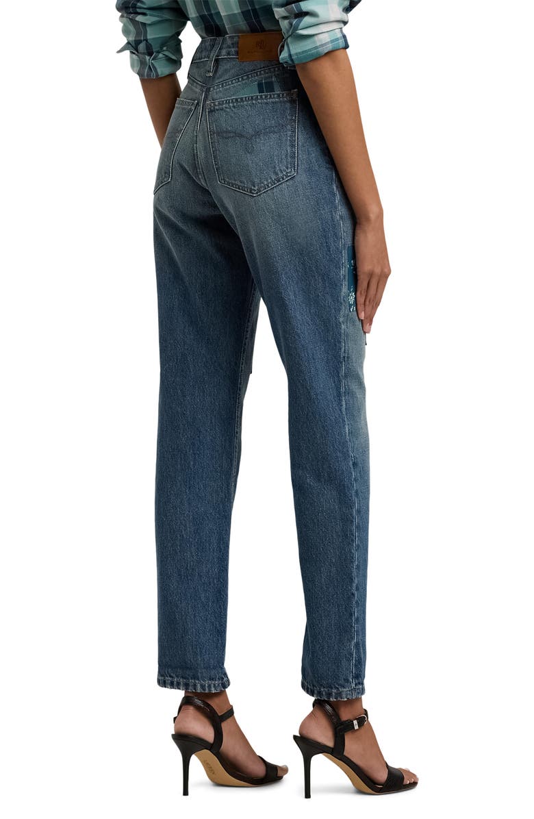 Lauren Ralph Lauren Rigid Straight Leg Patched Jeans, Alternate, color, 