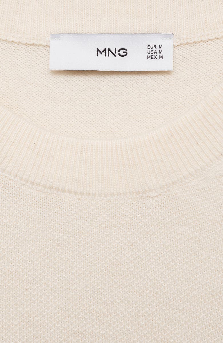 MANGO Short Sleeve Crewneck Sweater, Alternate, color, Ivory White