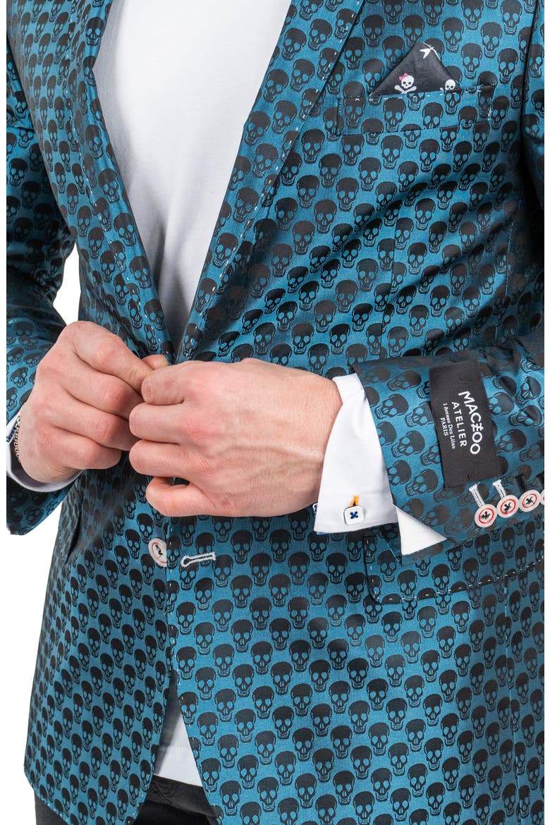 Skullrepeat Blue Jacquard Blazer, Alternate, color, BLUE