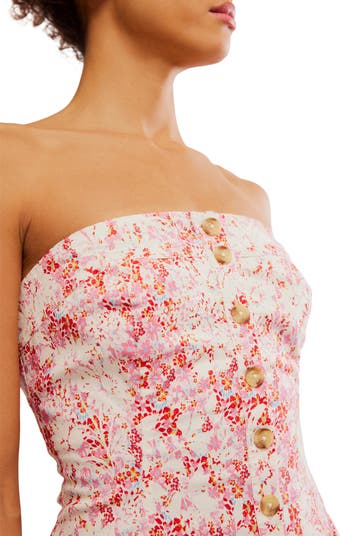 Tomas Floral Print Strapless Minidress
