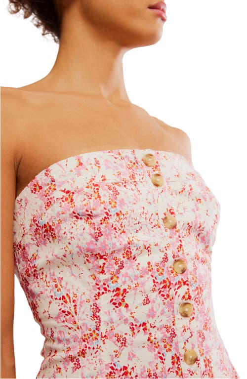 Shop Free People Tomas Floral Print Strapless Minidress In Confetti Combo