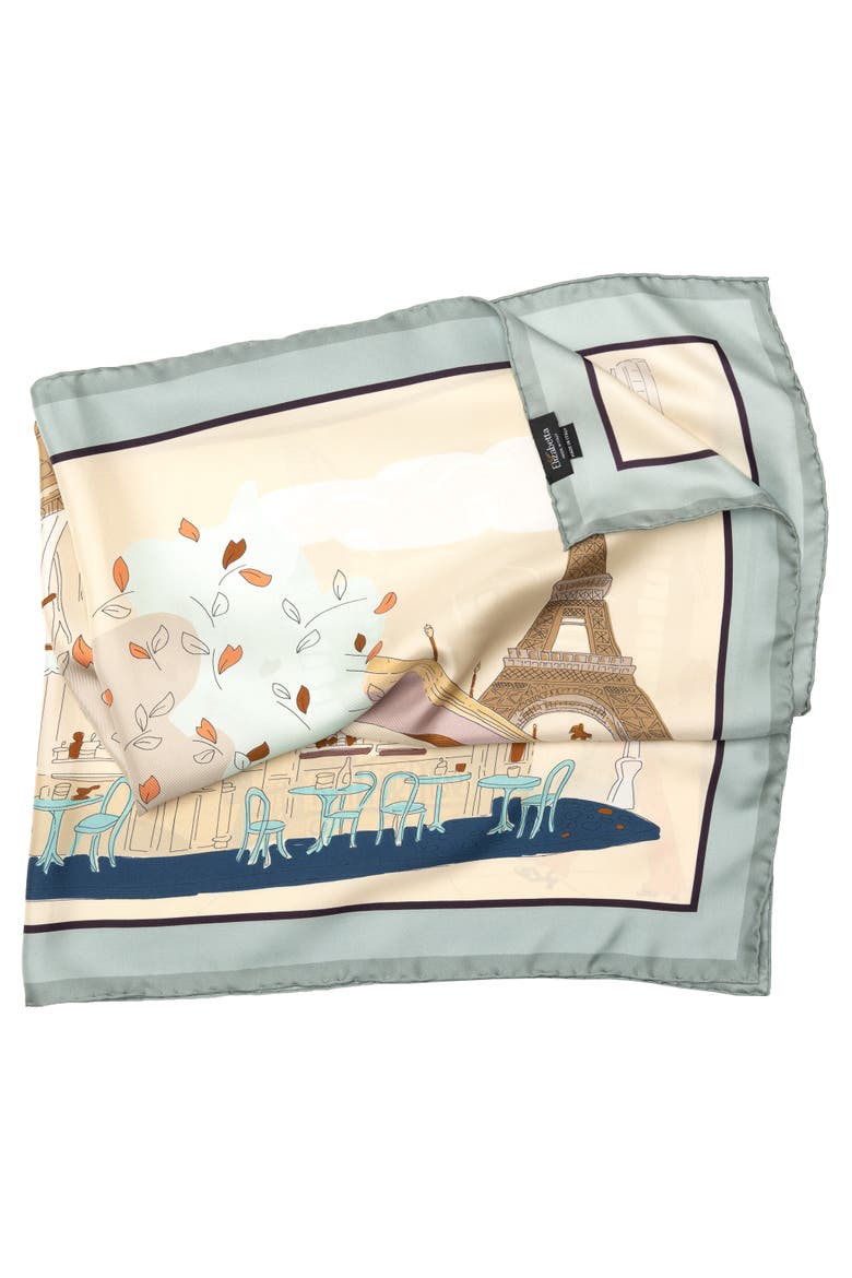 Parigi - Silk Foulard, Alternate, color, Tan and Aqua