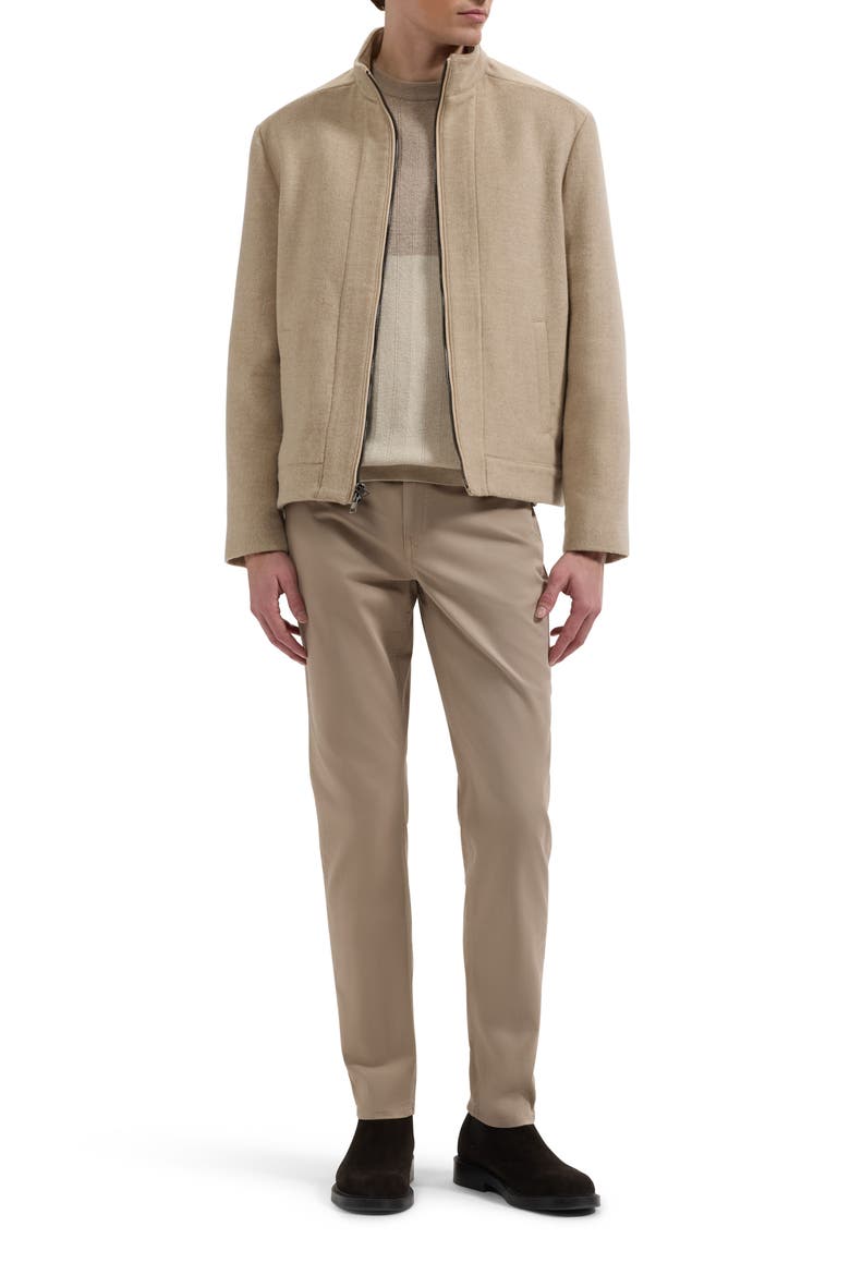 Wool Blend Mock Neck Zip Jacket, Alternate, color, CAMEL