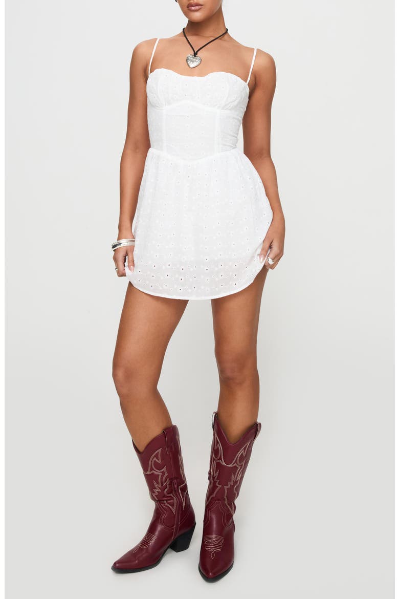 McKilah Eyelet Cotton Minidress, Main, color, WHITE