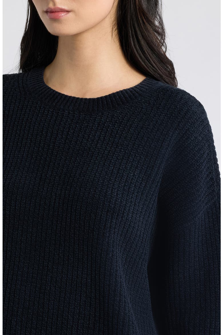 Crewneck Organic Cotton Sweater, Alternate, color, BLACK
