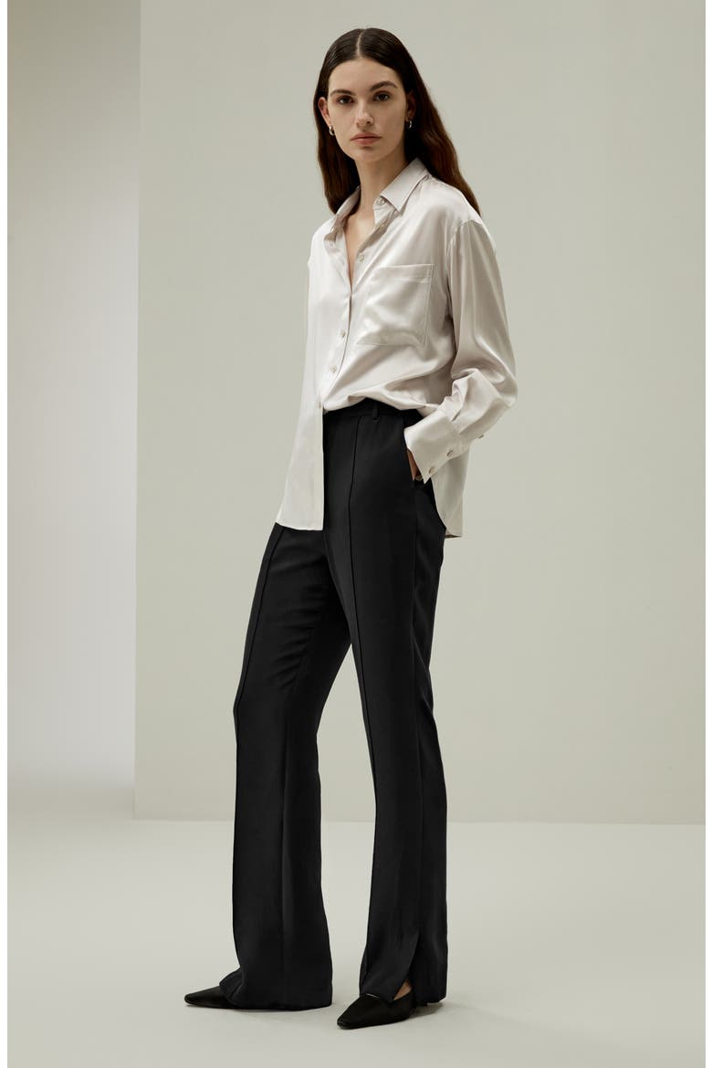 Casual Spread Collar Silk Shirt, Alternate, color, Moonlight Gray