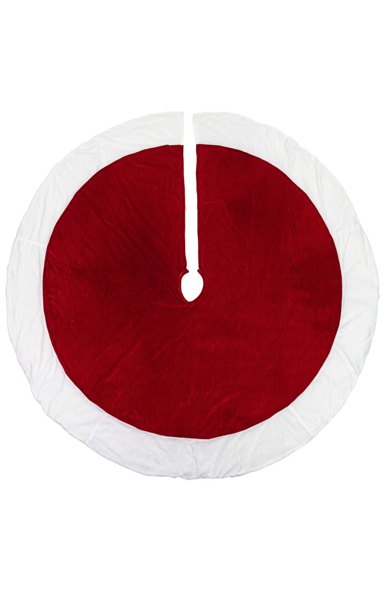 Northlight Velveteen Christmas Tree Skirt - 60" - Red and White, Main, color, 