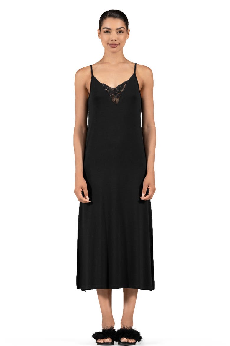 Diletta Women's Nightdress, Alternate, color, Black