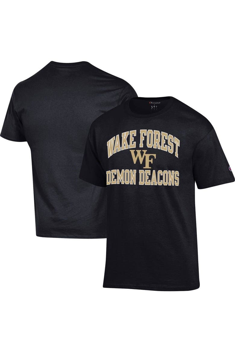 Men's Champion Black Wake Forest Demon Deacons High Motor T-Shirt, Main, color, Black