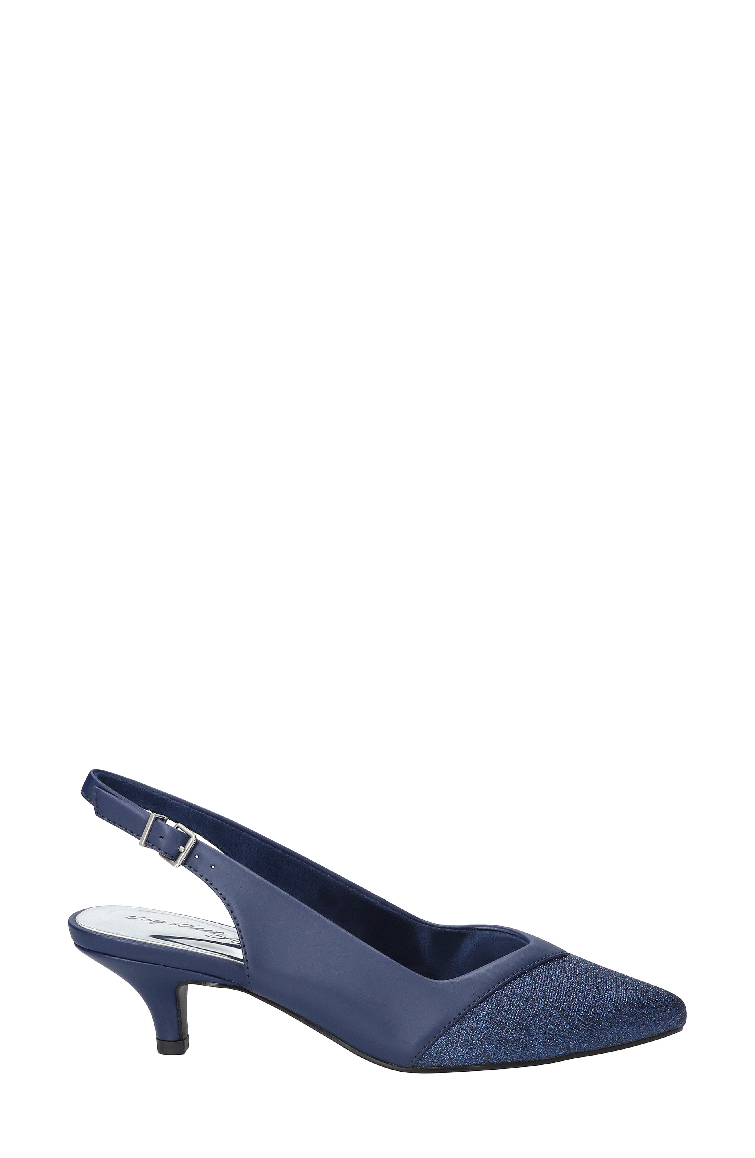 EASY STREET Vivid Kitten Heel Slingback Pump, Alternate, color, Navy Satin-Glitter