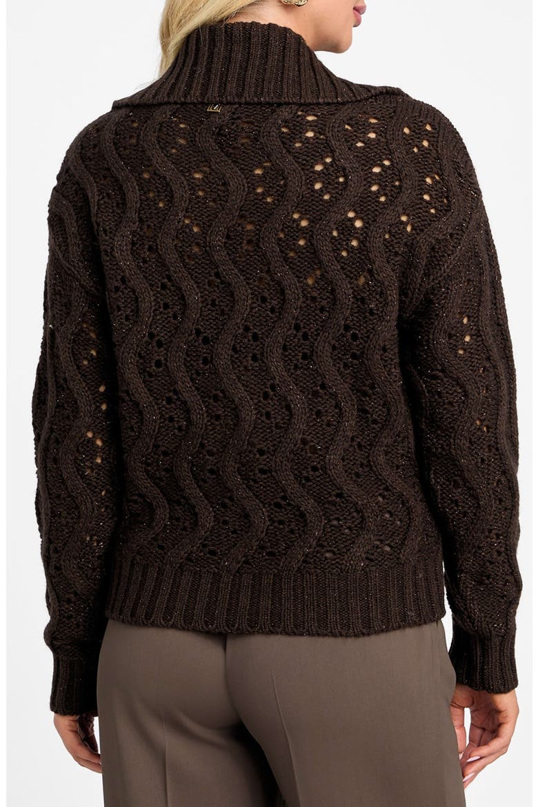 Adenora Metallic Cable Cardigan, Alternate, color, BROWN