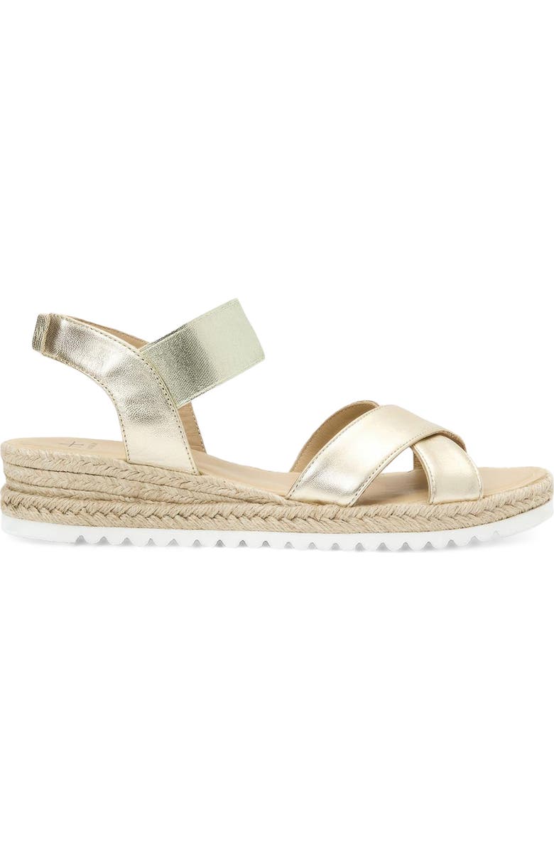 Aquatalia Almeria Weatherproof Slingback Espadrille Platform Wedge Sandal, Alternate, color, Champagne Metallic