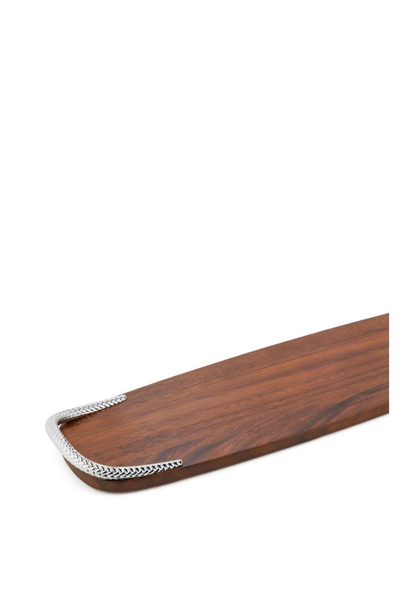 Wood Cheeseboard Tray with Handles, Alternate, color, BROWN