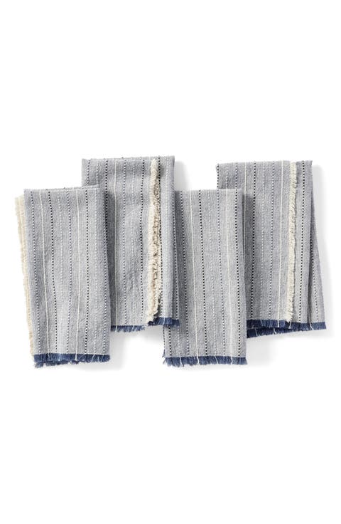 Set of 4 Stripe Organic Cotton Napkins