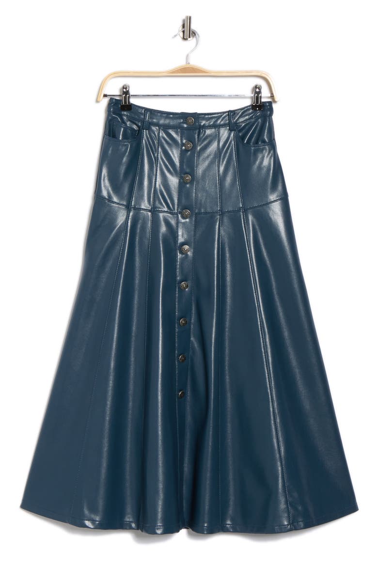 Veena Faux Leather Skirt, Alternate, color, NIGHTFALL