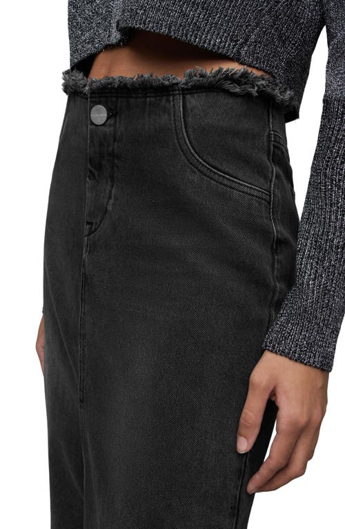 Allsaints Cyra Denim Maxi Skirt In Washed Black