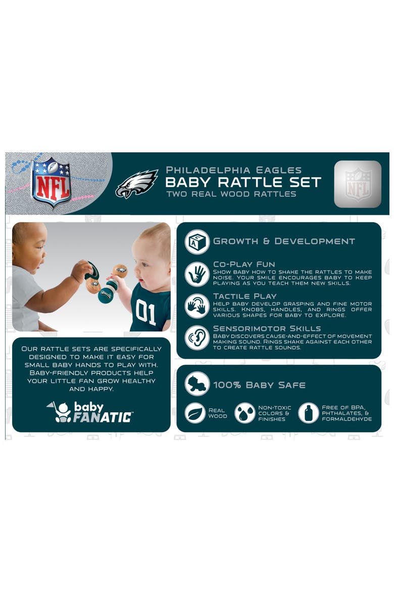 Philadelphia Eagles Baby Rattles 2-Pack, Alternate, color, Multicolor