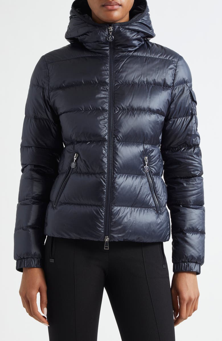 Moncler Gles Hooded Down Jacket, Main, color, Navy