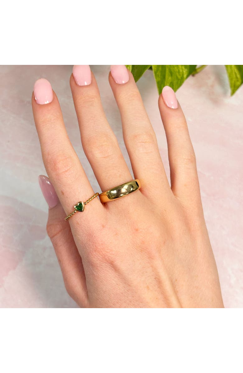The Lovery Fine Jewelry Emerald Bezel Heart Ring, Alternate, color, Emerald