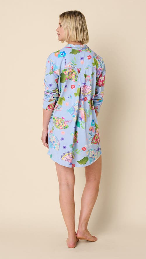 The Cat's Pajamas Pima Knit Night Shirt Conversational In Blue