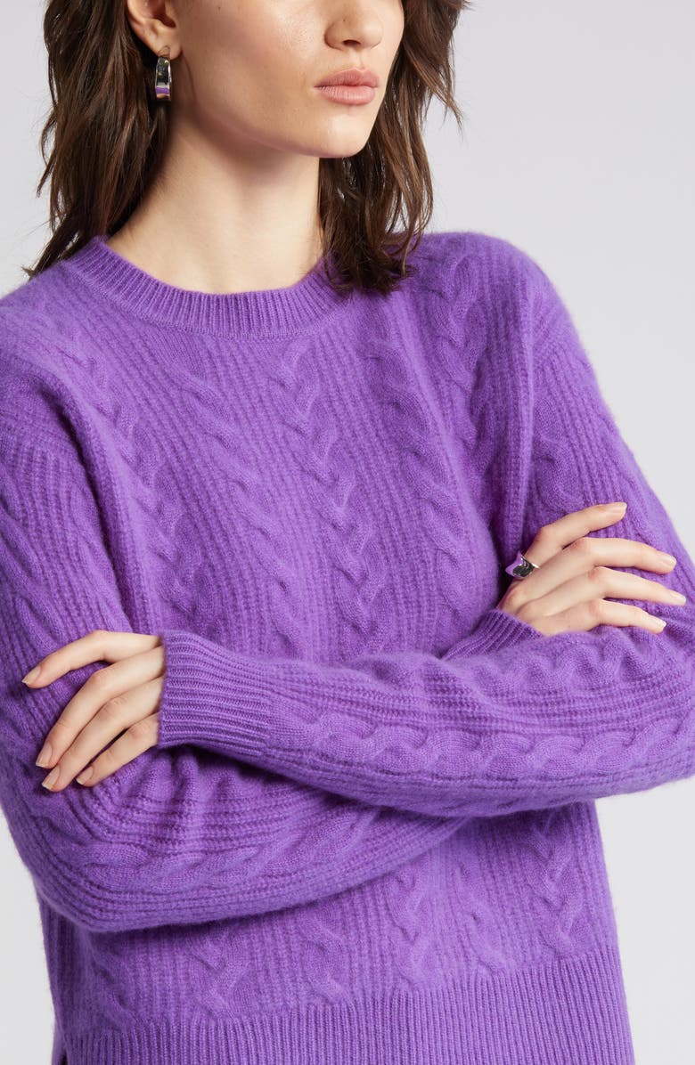 Nordstrom Signature Cable Knit Cashmere Crewneck Sweater, Alternate, color, 