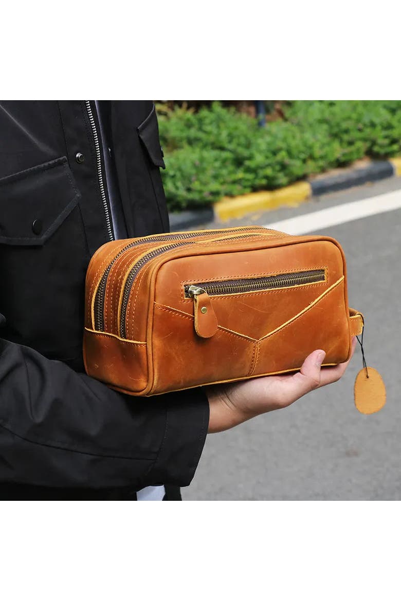 The Nomad Toiletry Bag | Genuine Leather Travel Toiletry Bag, Main, color, Brown