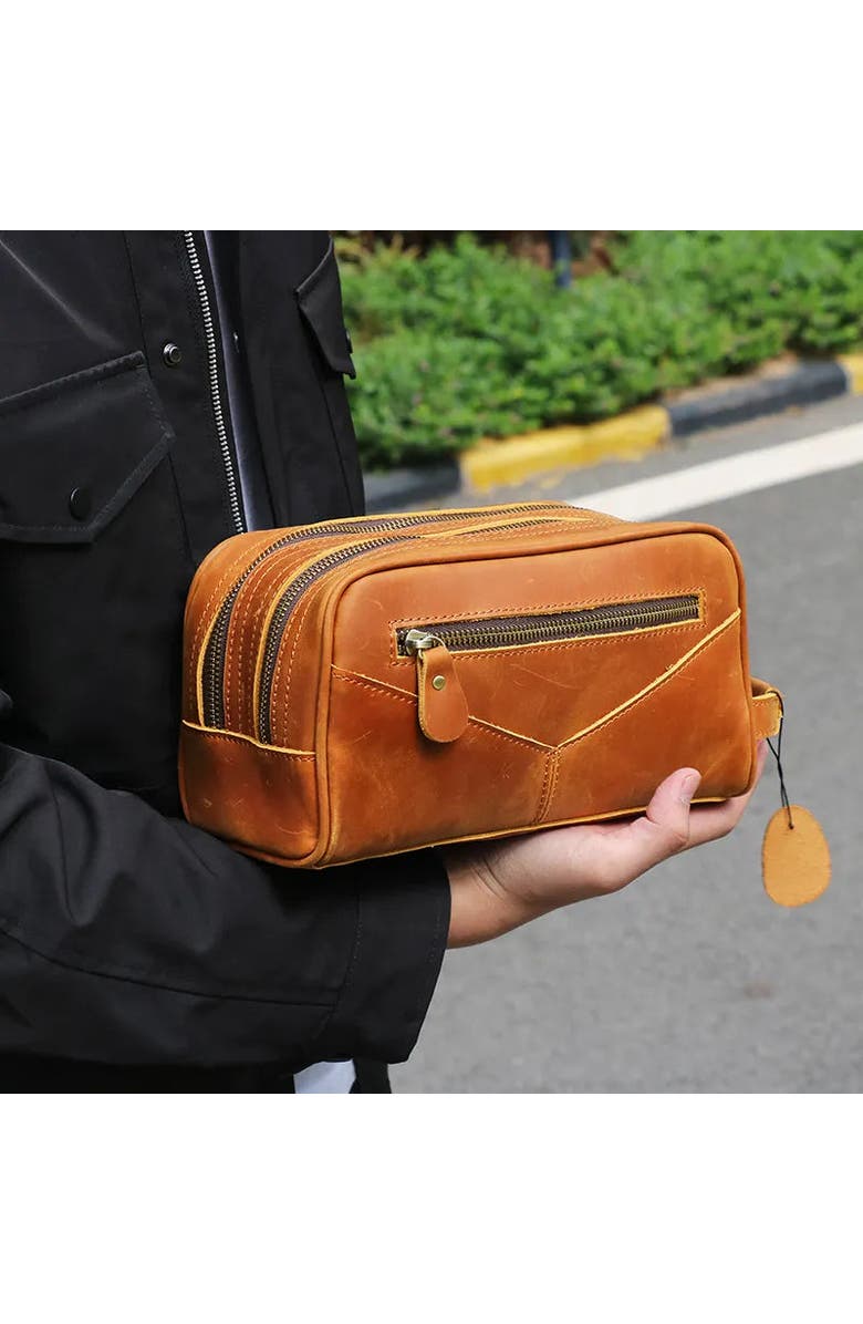 STEEL HORSE LEATHER The Nomad Toiletry Bag | Genuine Leather Travel Toiletry Bag, Main, color, Brown